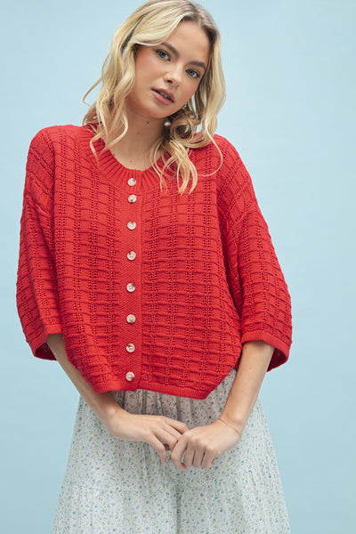 Poppy Button Up Knit Sweater