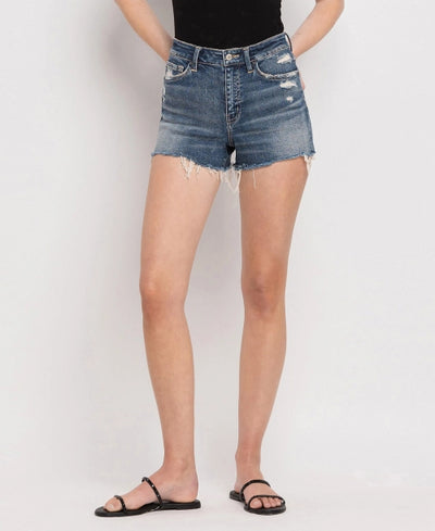 Casper High Rise Raw Hem Denim Shorts