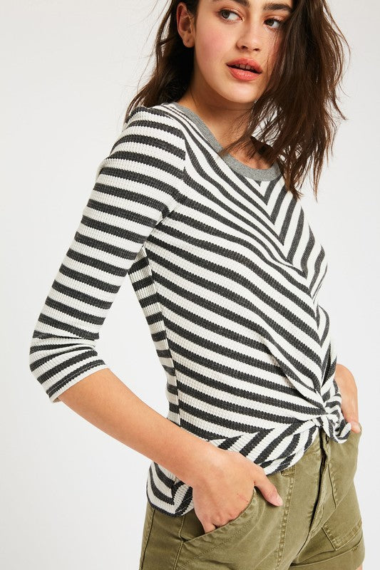 Hoda Striped Knot Crop Top