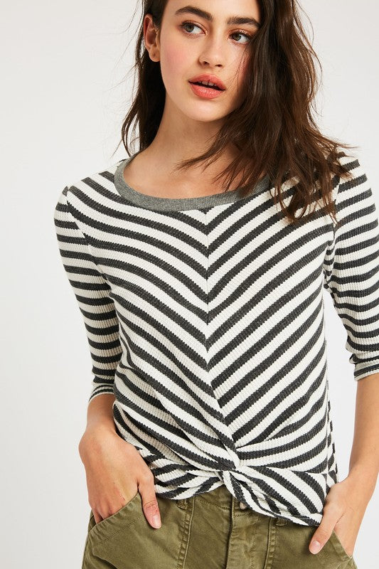 Hoda Striped Knot Crop Top