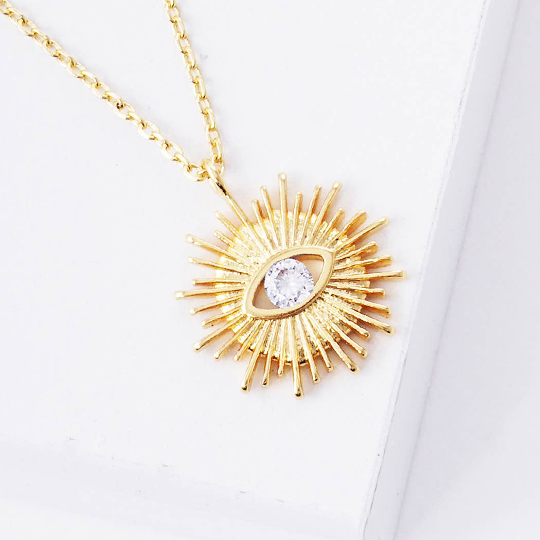 Sun Evil Eye Pendant Necklace