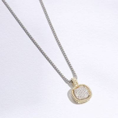 Twisted Double Line CZ Center Pendant Necklace