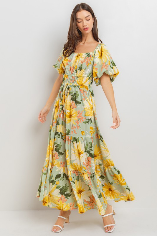 Sunny Days Balloon Sleeve Maxi Dress