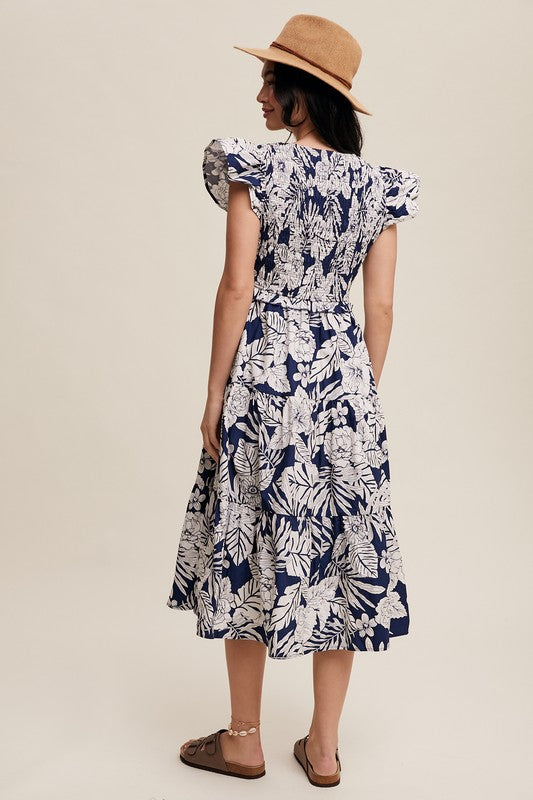 Bethie Ruffle Sleeve Midi Dress