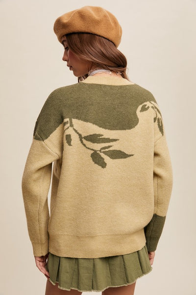 Stefani Leaf Design Sweater