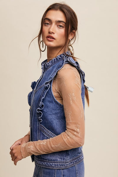 Roxanne Ruffled Denim Vest