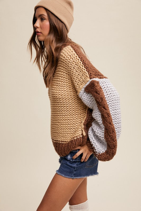 Mattie Crochet Color Block Sweater