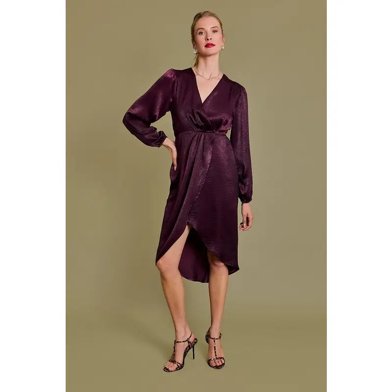 Kaylee Winery Surplice Midi Dress