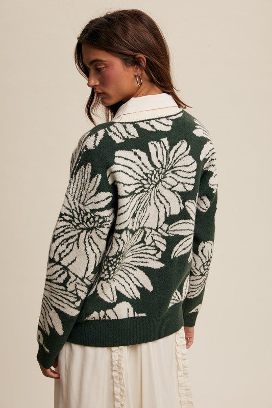 Keke Flower Print Crewneck Sweater