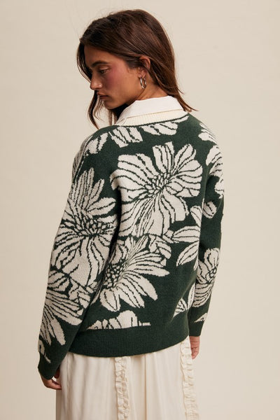 Keke Flower Print Crewneck Sweater