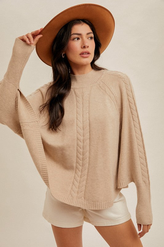 Lauren Cable Knit Sweater Poncho