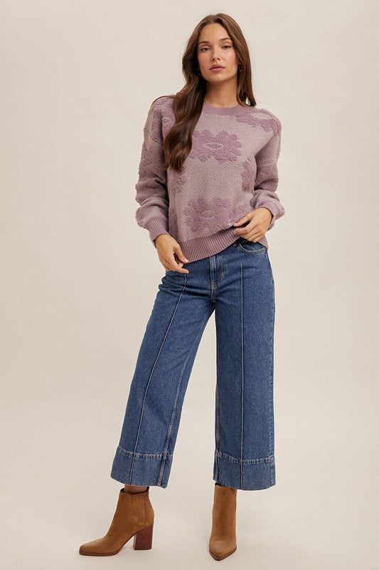 Lily Bell Floral Crew Neck Sweater