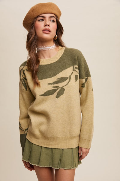 Stefani Leaf Design Sweater