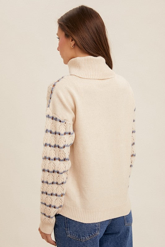 Kia Open Knit Mock Neck Sweater