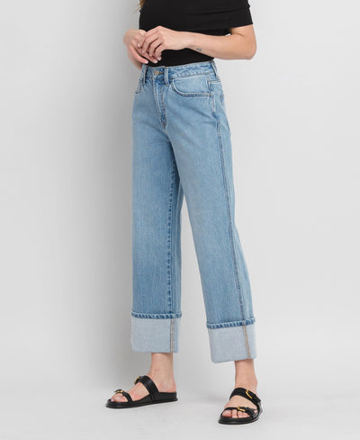 Raleigh High Rise Cuffed Baggy Straight Denim