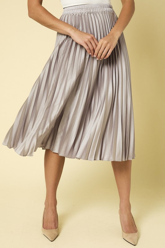 Sunburst Pleated Satin Skirt