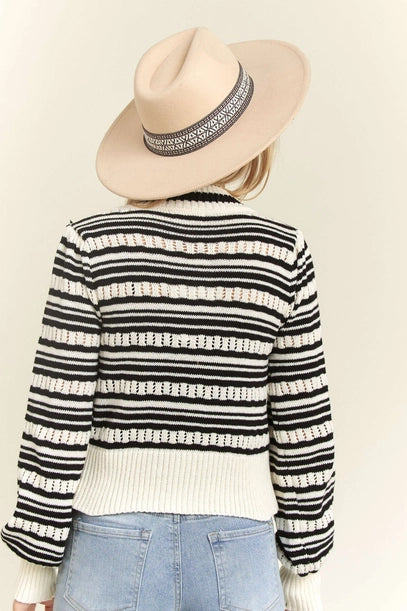 Meredith Striped Bow Cardigan