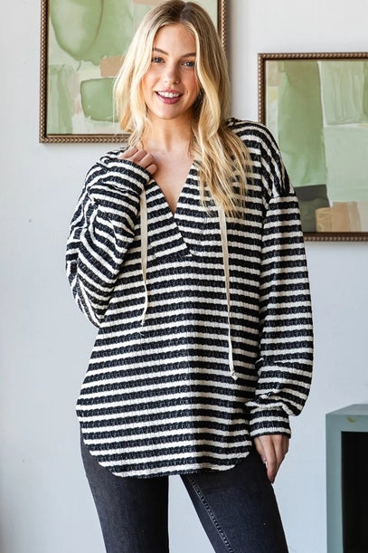 Suzie Striped Oversized Hoodie Top