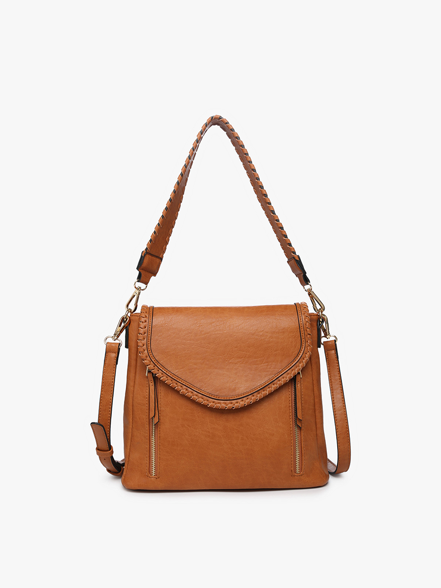 Lorelei Double Zip Whipstitch Trim Crossbody