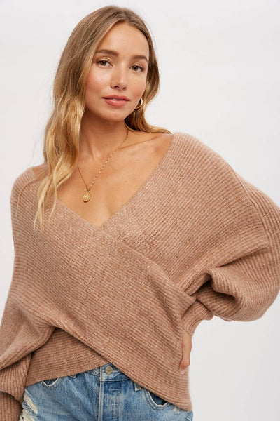 Bluivy - CROSSOVER RIBBED PULLOVER: LATTE / M/L