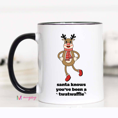 Santa Knows Retro Christmas Coffee Mug