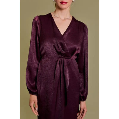 Kaylee Winery Surplice Midi Dress