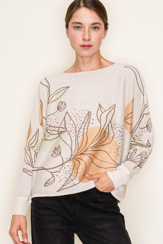 Keely Floral Flare Creneck Sweater