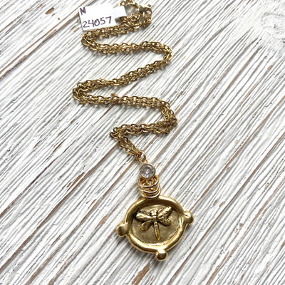 Dragonfly Necklace Hand Stamped Necklace