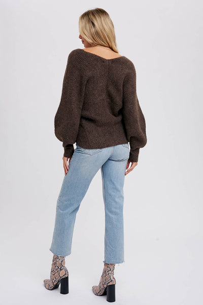 Bluivy - CROSSOVER RIBBED PULLOVER: LATTE / M/L