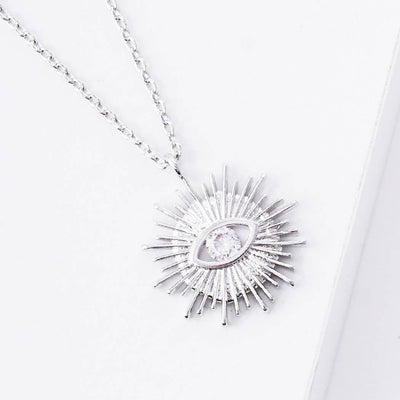 Sun Evil Eye Pendant Necklace