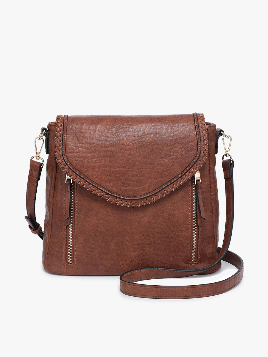 Lorelei Double Zip Whipstitch Trim Crossbody