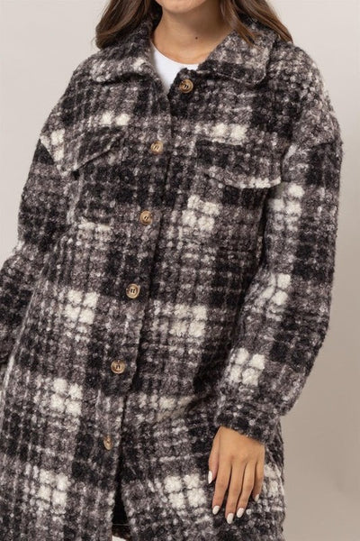 Charlotte  Longline Plaid Shacket Jacket