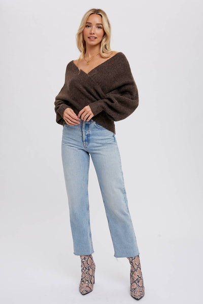 Bluivy - CROSSOVER RIBBED PULLOVER: LATTE / M/L